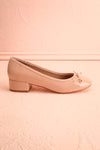 Celastina Blush Heeled Ballet Shoes w/ Bow | Boutique 1861 side view