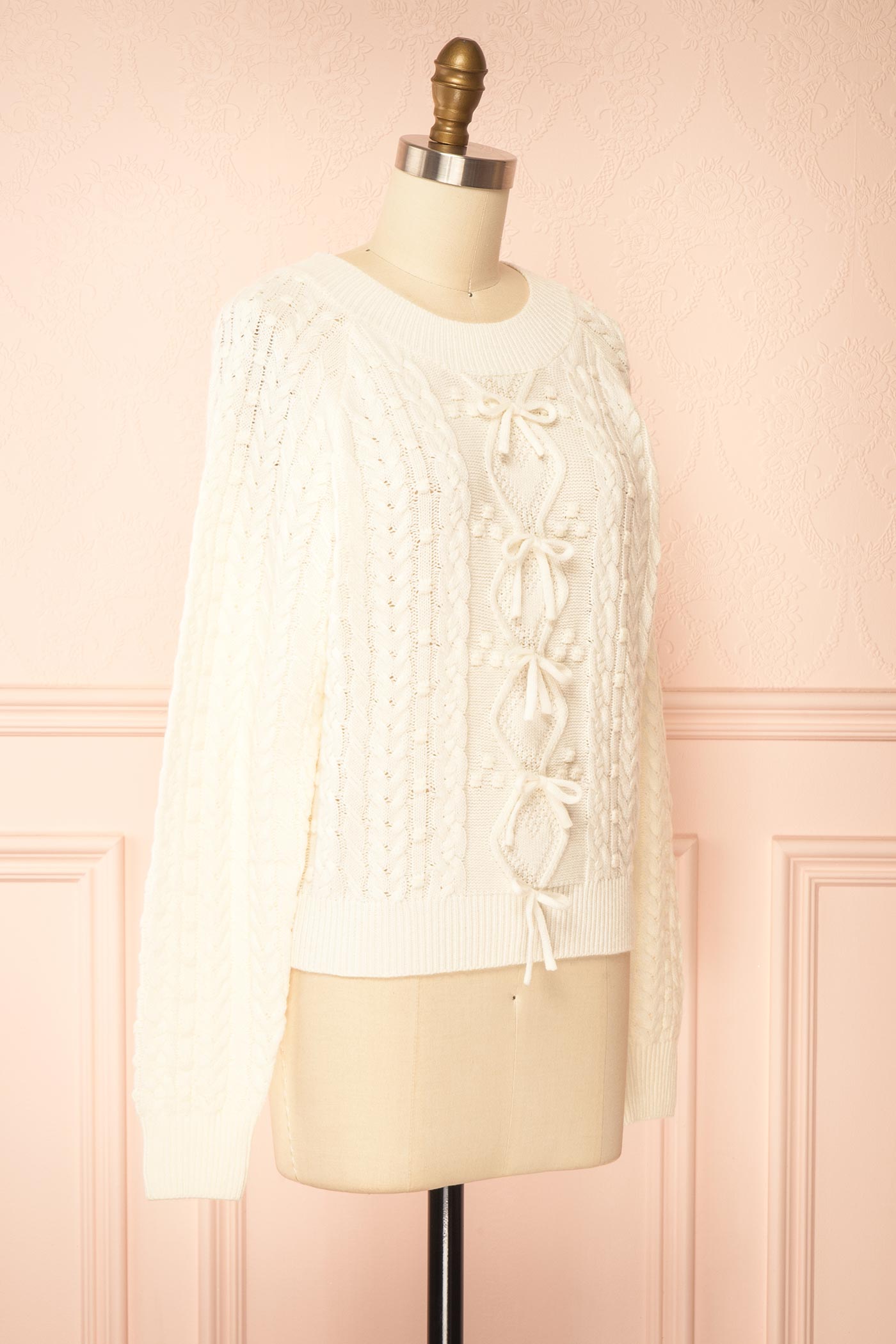 Celesia Ivory Knit Sweater with Bows | Boutique 1861
