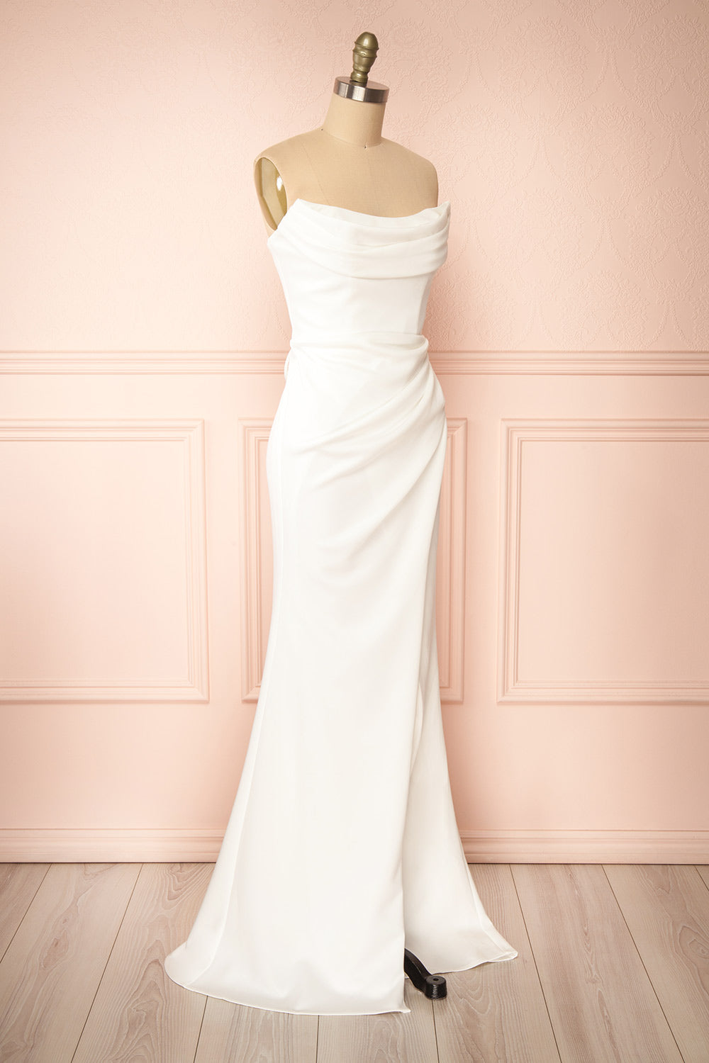 Celesta White Strapless Gown w/ Removable Straps | Boudoir 1861 side view