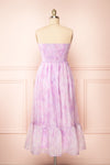 Celestine Lilac Watercolor Print Bustier Midi Dress | Boutique 1861 back view