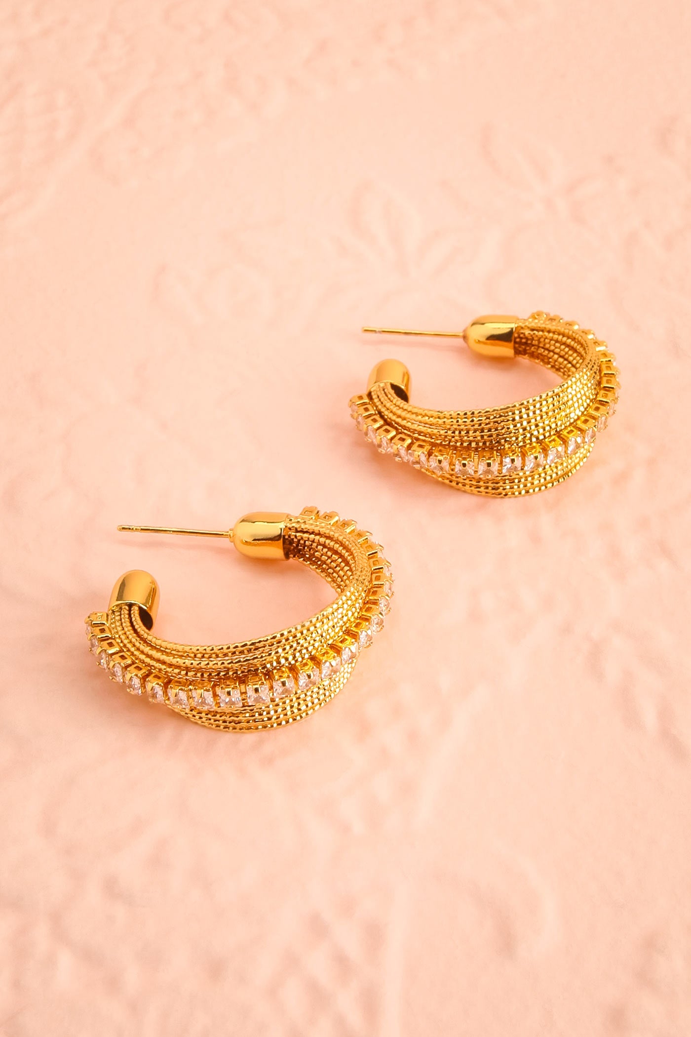 Centaure Golden Hoops Earrings with Rhinestones | Boutique 1861