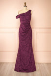 Cevina | Purple Asymmetrical Textured Maxi Dress