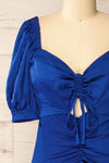 Chamonix Midi Blue Dress w/ Ruched Detail | La petite garçonne front