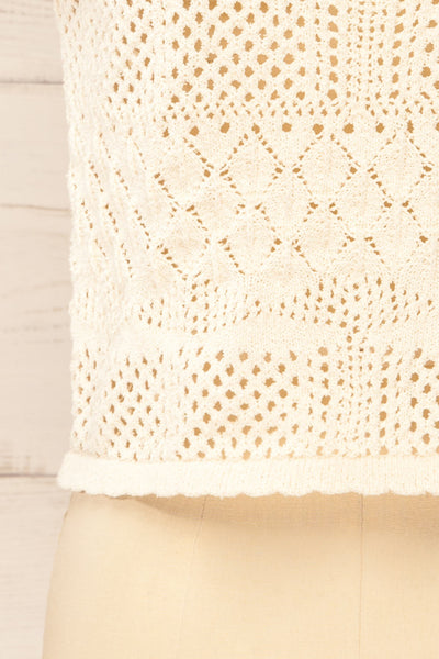 Champoton Beige Crochet Sleeveless Crop Top | La petite garçonne  bottom