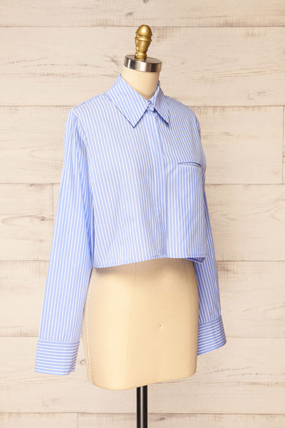 Chandler Cropped Striped Blue Shirt | La petite garçonne side view