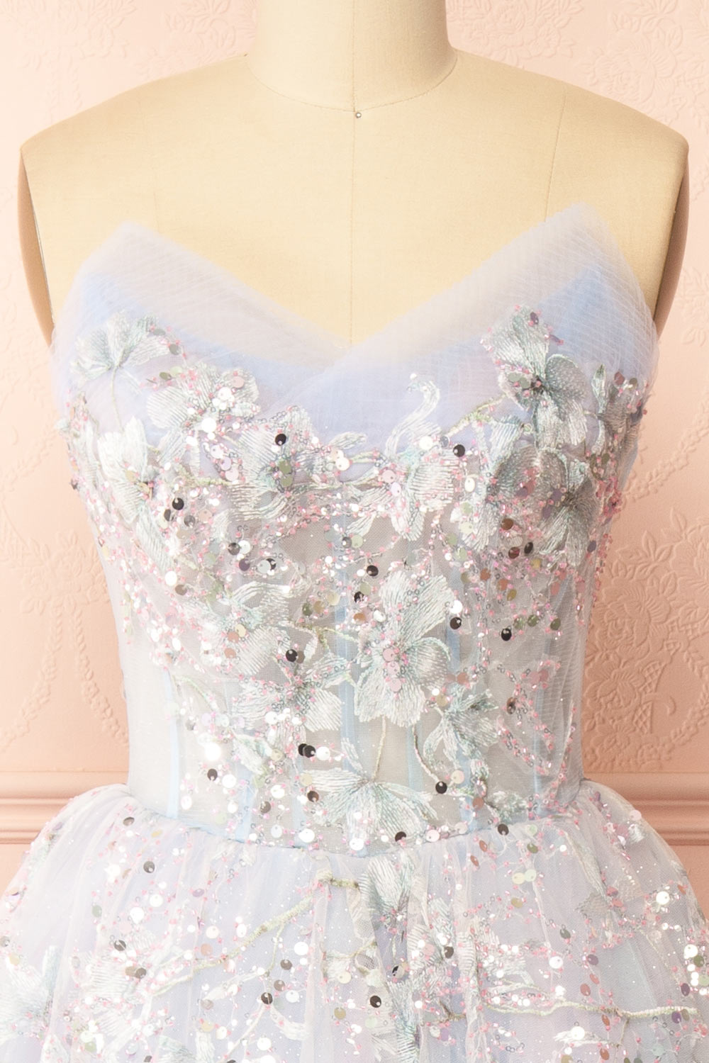 Charla Light Blue Midi Corset Dress | Boutique 1861 front