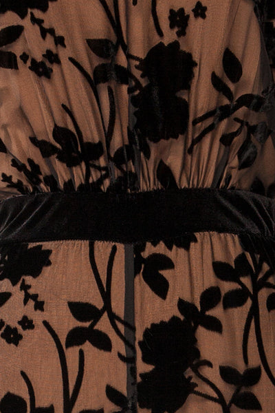 Charleroi Beige Jumpsuit w/ Black Floral Overlay | La petite garçonne fabric