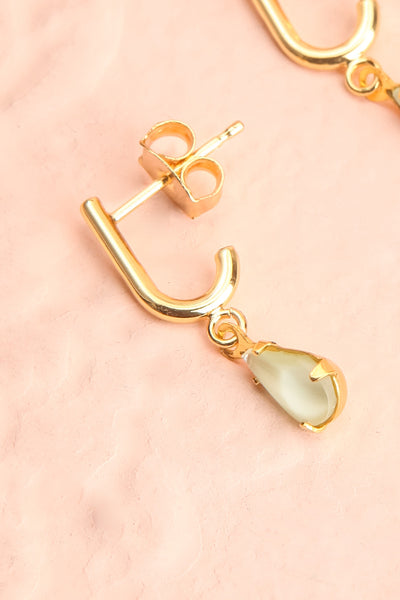 Charline Opal Golden Pendant Earrings | Boutique 1861 close-up
