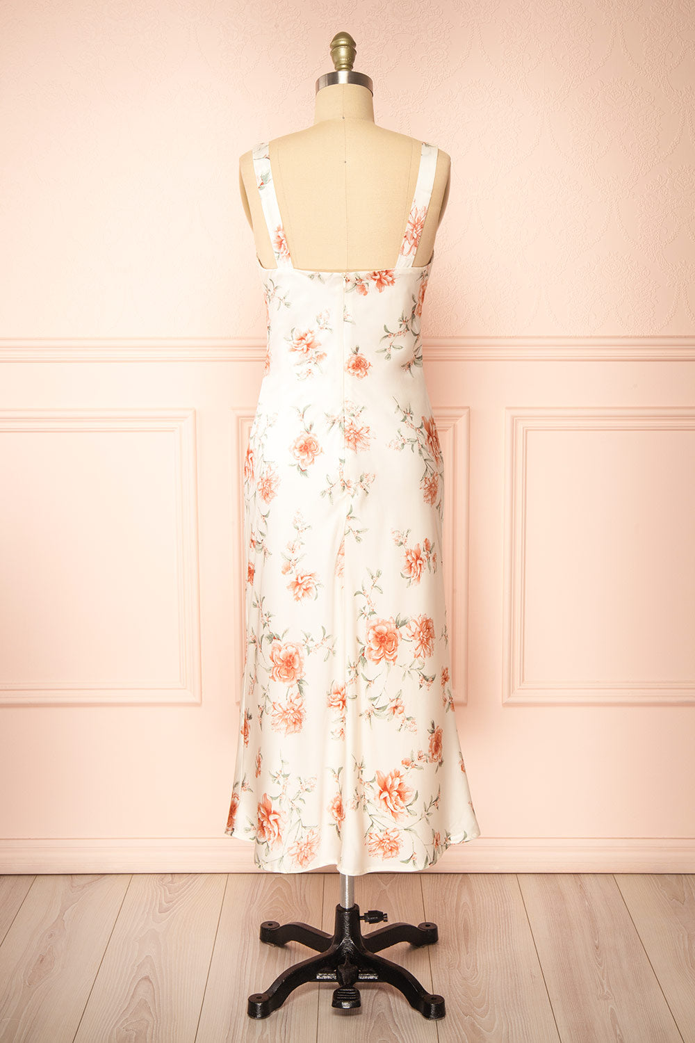Charlize Floral Satin Midi Dress | Boutique 1861  back view