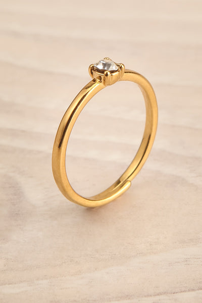 Charolais Gold Adjustable Ring w/ Crystal | La petite garçonne close-up