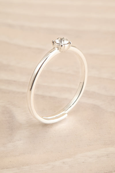 Charolais Silver Adjustable Ring w/ Crystal | La petite garçonne close-up