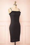 Chevy Black Fitted Short Dress w/ Ruffles | Boutique 1861 side view