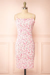 Chevy Pink Fitted Floral Short Dress w/ Ruffles | Boutique 1861 front view
