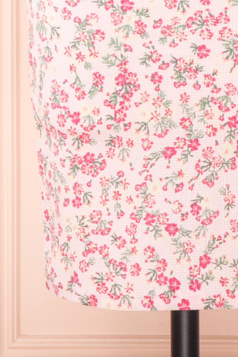 Chevy Pink Fitted Floral Short Dress w/ Ruffles | Boutique 1861 bottom 