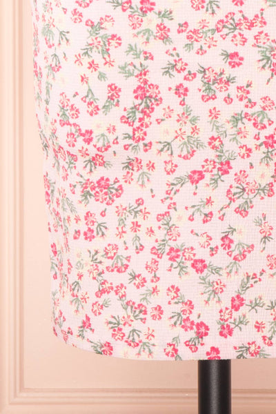 Chevy Pink Fitted Floral Short Dress w/ Ruffles | Boutique 1861 bottom