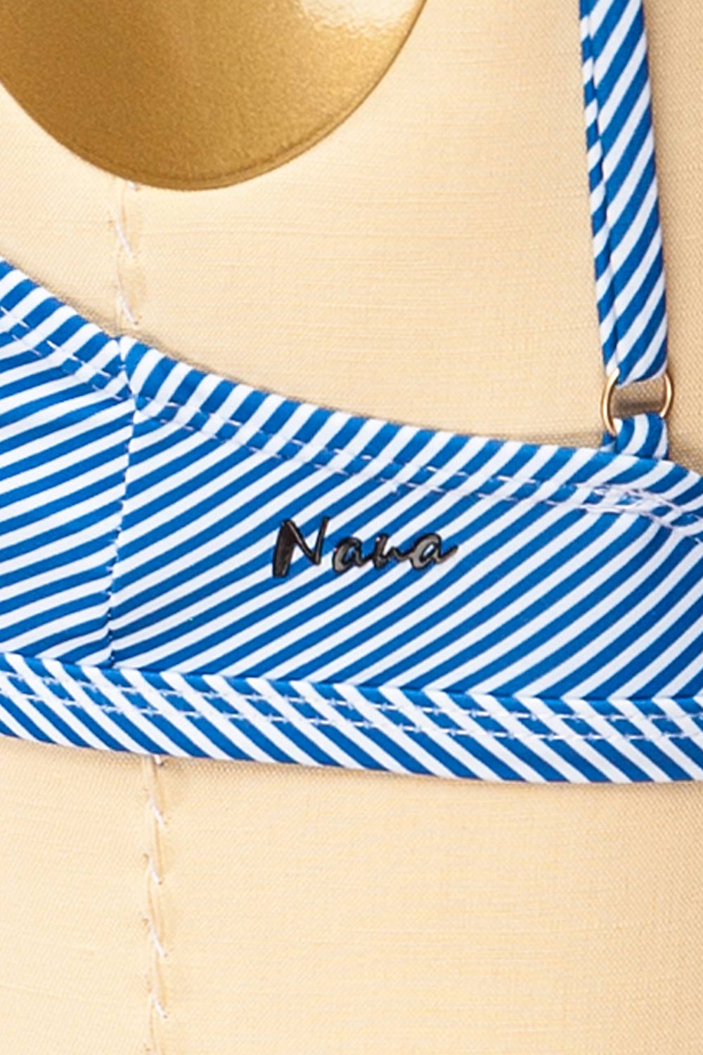 Chinsali Stripes Blue Bikini Top w/ Cut-Out | La petite garçonne fabric 
