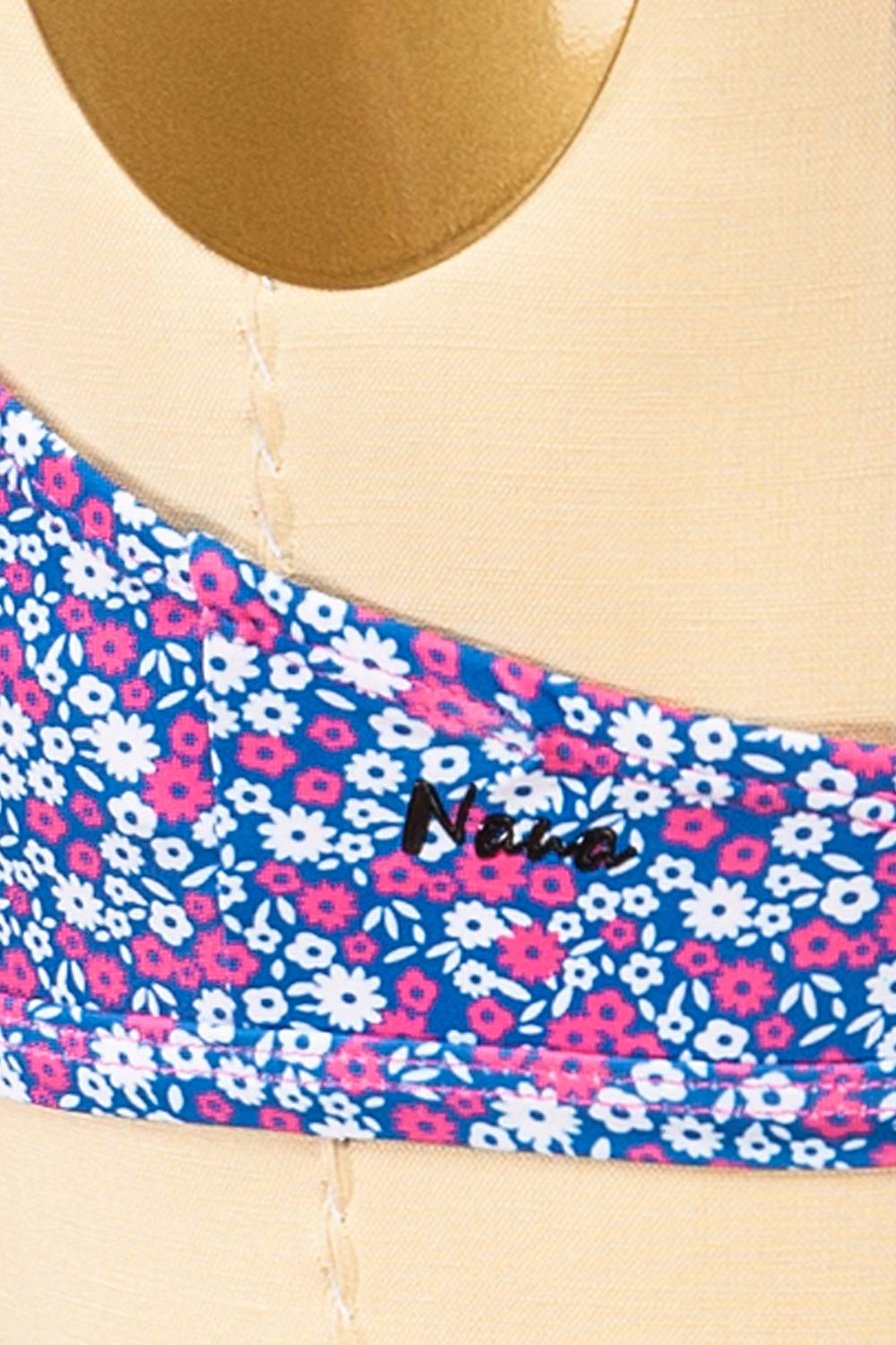 Giyani Floral Blue Bikini Top w/ "U" Opening | La petite garçonne fabric 