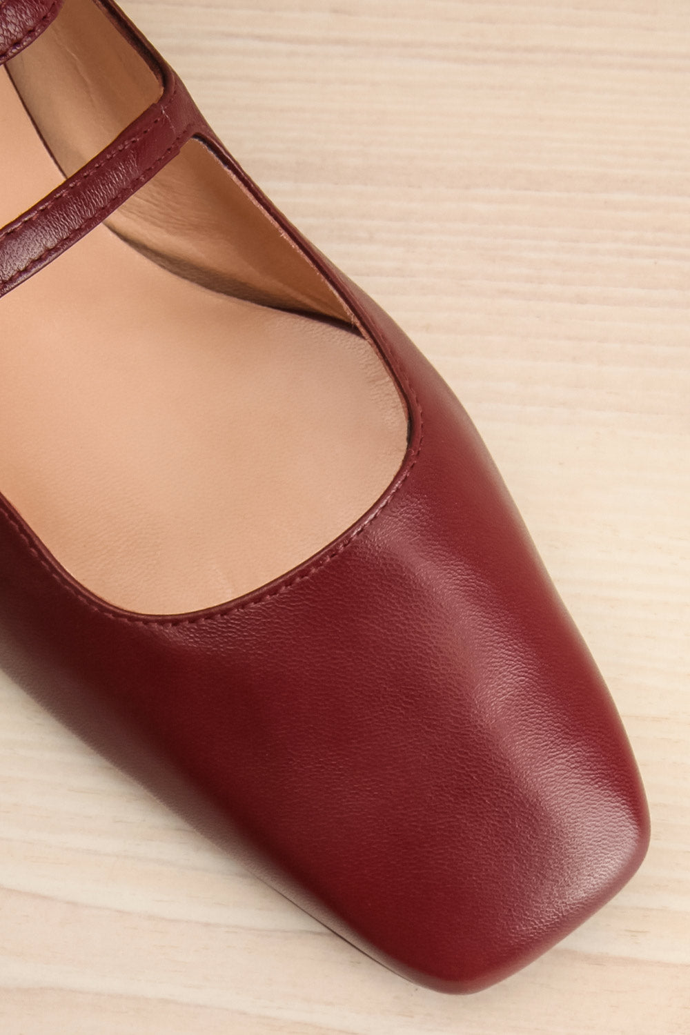 Chiredzi Burgundy Pointed Toe Mary-Jane Heels | La petite garçonne flat lay