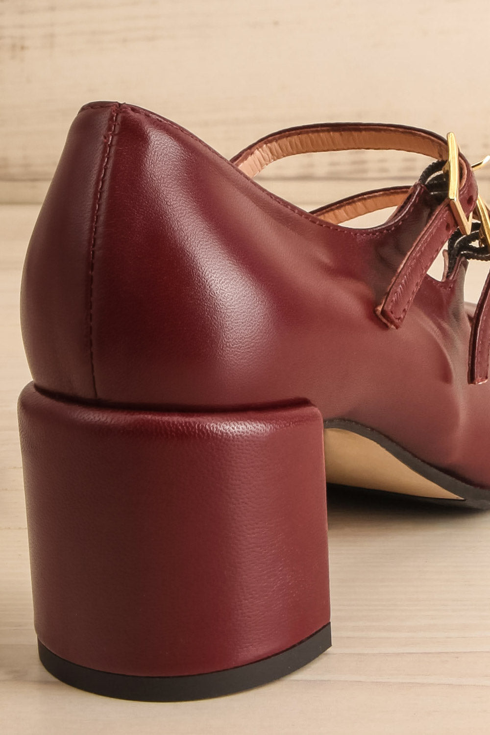 Chiredzi Burgundy Pointed Toe Mary-Jane Heels | La petite garçonne  back 