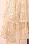Chisa Beige Short Floral Dress w/ Sequins | Boutique 1861  bottom