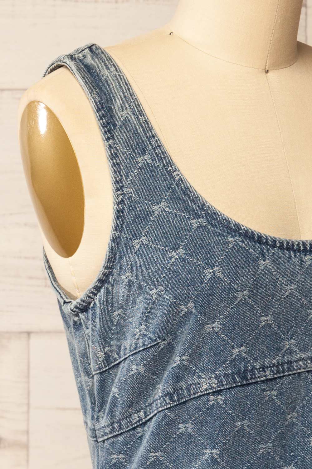 Chisapani Blue Denim Mini Dress with Bow Pattern | La petite garçonne side