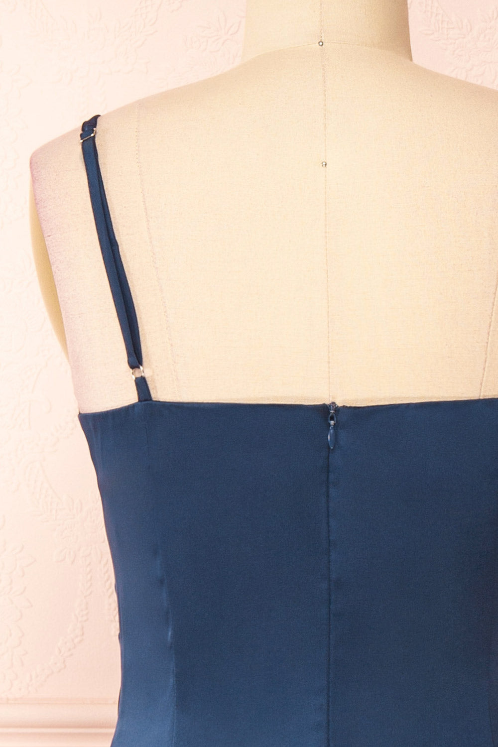 Chloe Navy Silky Midi Slip Dress | Boutique 1861 back