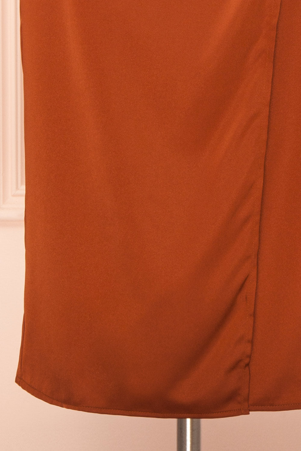 Chloe Rust Cowl Neck Silky Midi Slip Dress | Boutique 1861 bottom