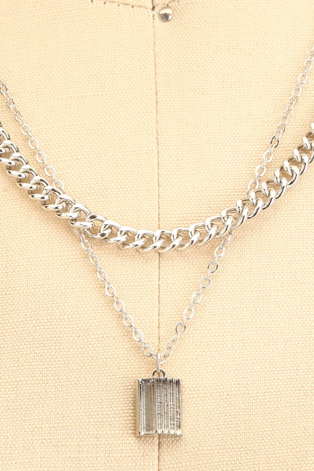 Chorley Silver Two Chain Necklace | La petite garçonne close-up
