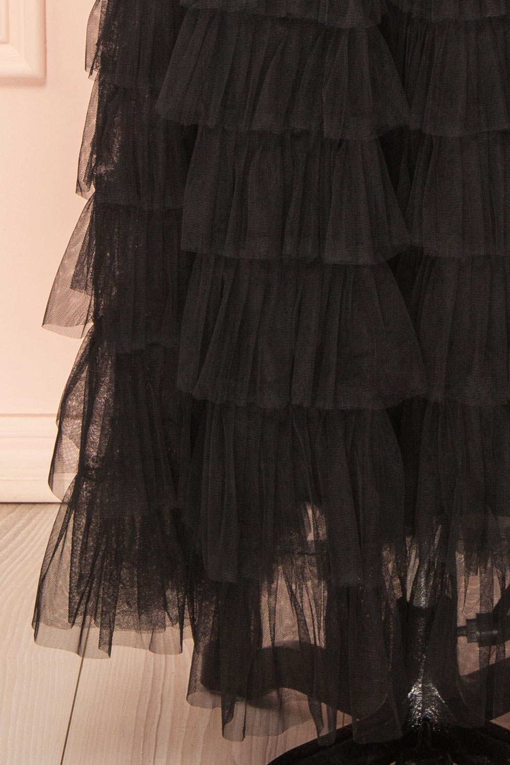 Christabel Black Ruffled Maxi Skirt with 3D Flowers | Boutique 1861 bottom