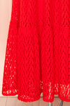 Christina Red Lace Midi Dress w/ Long Sleeves | Boutique 1861 bottom
