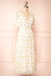 Cillian Yellow Floral Midi Dress w/ Fabric Belt | Boutique 1861 side view