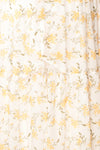 Cillian Yellow Floral Midi Dress w/ Fabric Belt | Boutique 1861 texture