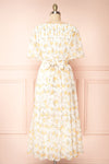 Cillian Yellow Floral Midi Dress w/ Fabric Belt | Boutique 1861 back view
