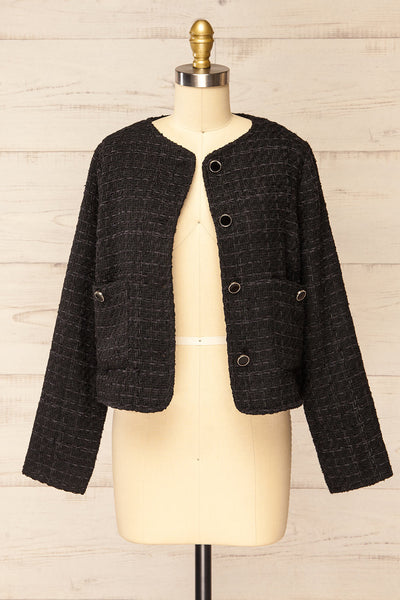 Citadine Black Tweed Jacket w/ Front Pockets | La petite garçonne open view