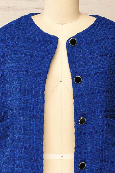 Citadine Blue Tweed Jacket w/ Front Pockets | La petite garçonne open