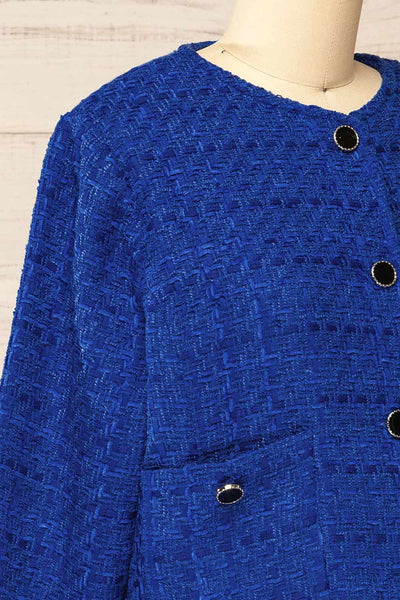 Citadine Blue Tweed Jacket w/ Front Pockets | La petite garçonne side