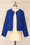 Citadine Blue Tweed Jacket w/ Front Pockets | La petite garçonne open view