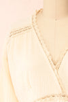 Claramae Waffle Beige Shirt w/ Lace | Boutique 1861 front close-up