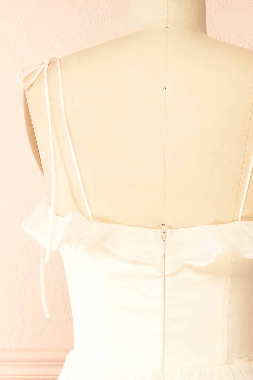 Claribel Cream Midi Dress with Floral-Embellishment | Boutique 1861 back