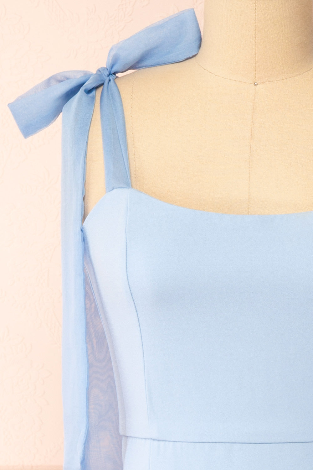 Claudy Short Blue Dress w/ Bow Straps | Boutique 1861 front