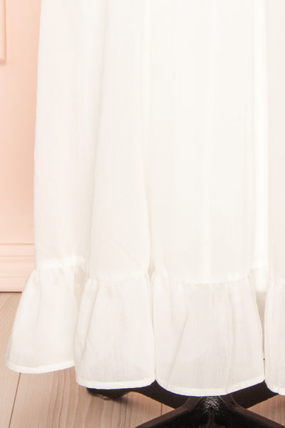 Clemence Long White Dress w/ Ruffled Straps | Boudoir 1861 bottom