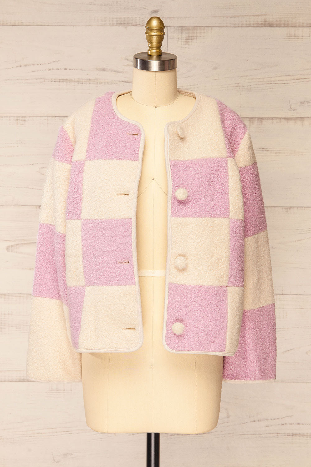 Clervie Knit Square Patterned Coat | La petite garçonne open view