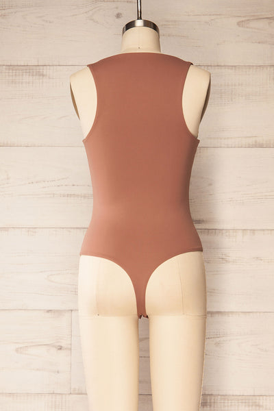 Clevedon Brown Bodysuit w/ Square Neckline | La petite garçonne back view