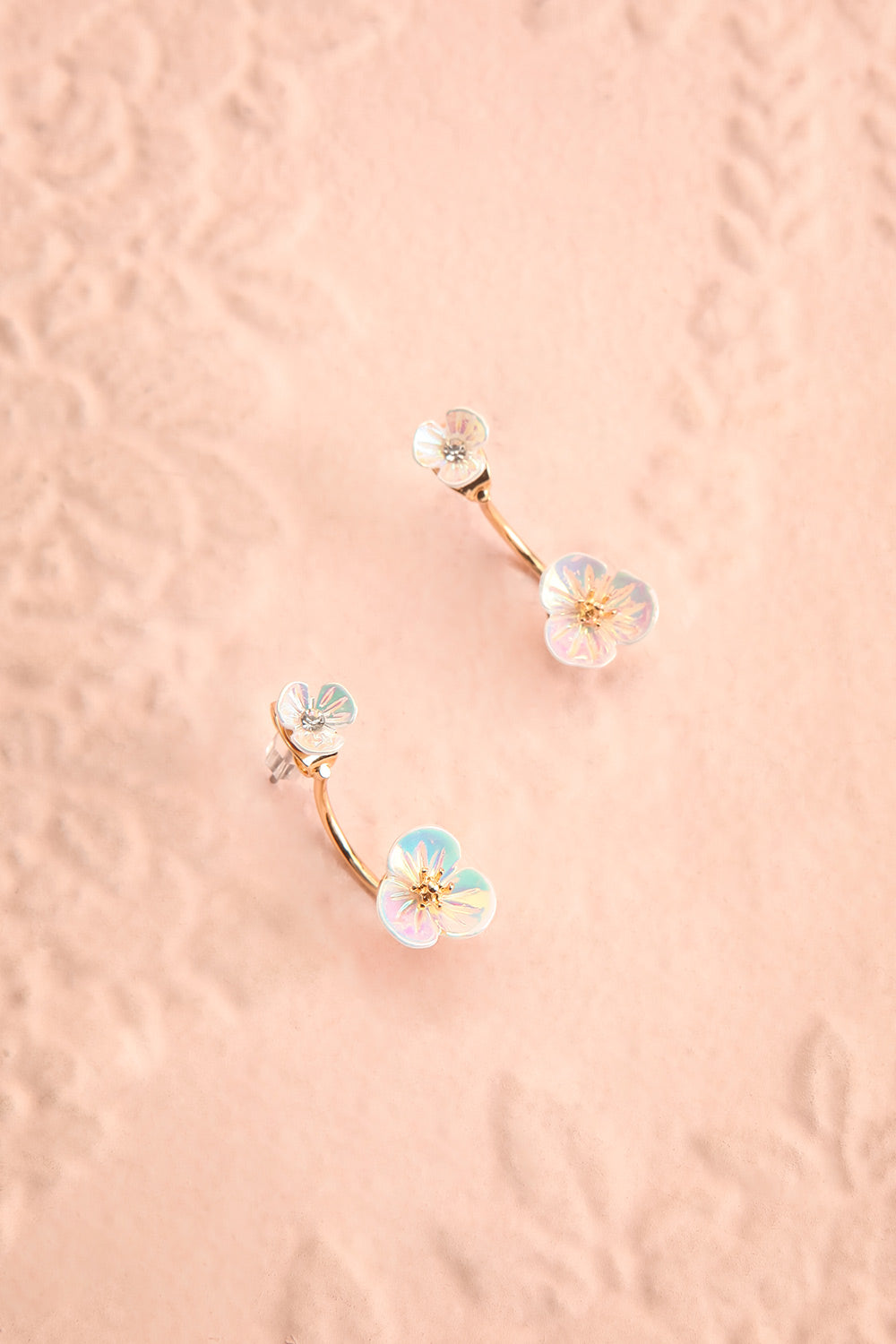 Clio Iridescent Flower Front Back Earrings | Boutique 1861