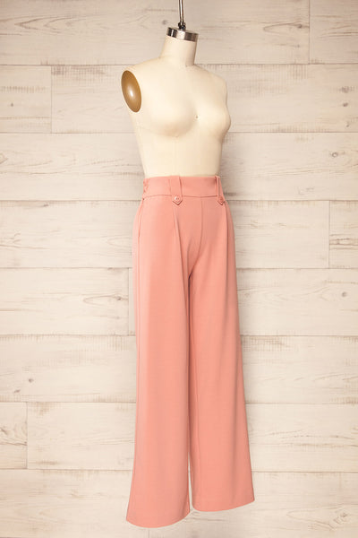 Clovelly Pink Straight-Leg Pants w/ Pockets | La petite garçonne side view