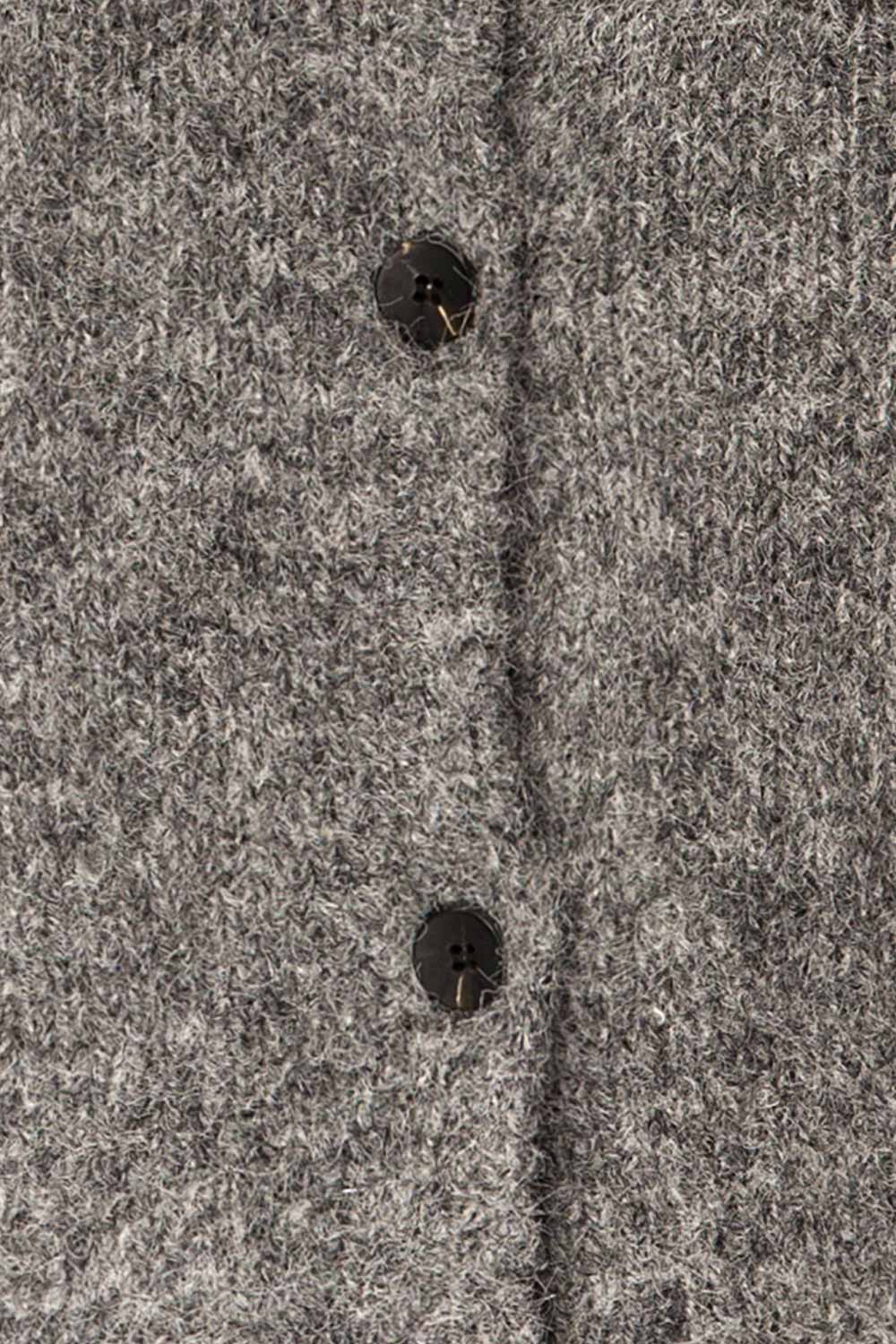 Cobar Grey Fluffy Knitted Button-Up Vest | La petite garçonne fabric 