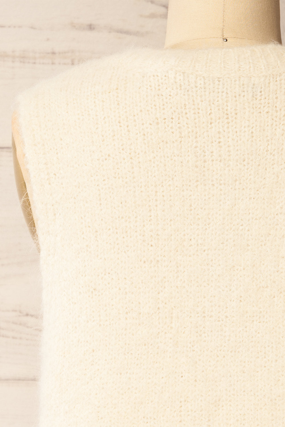 Cobar Ivory Fluffy Knitted Button-Up Vest | La petite garçonne back