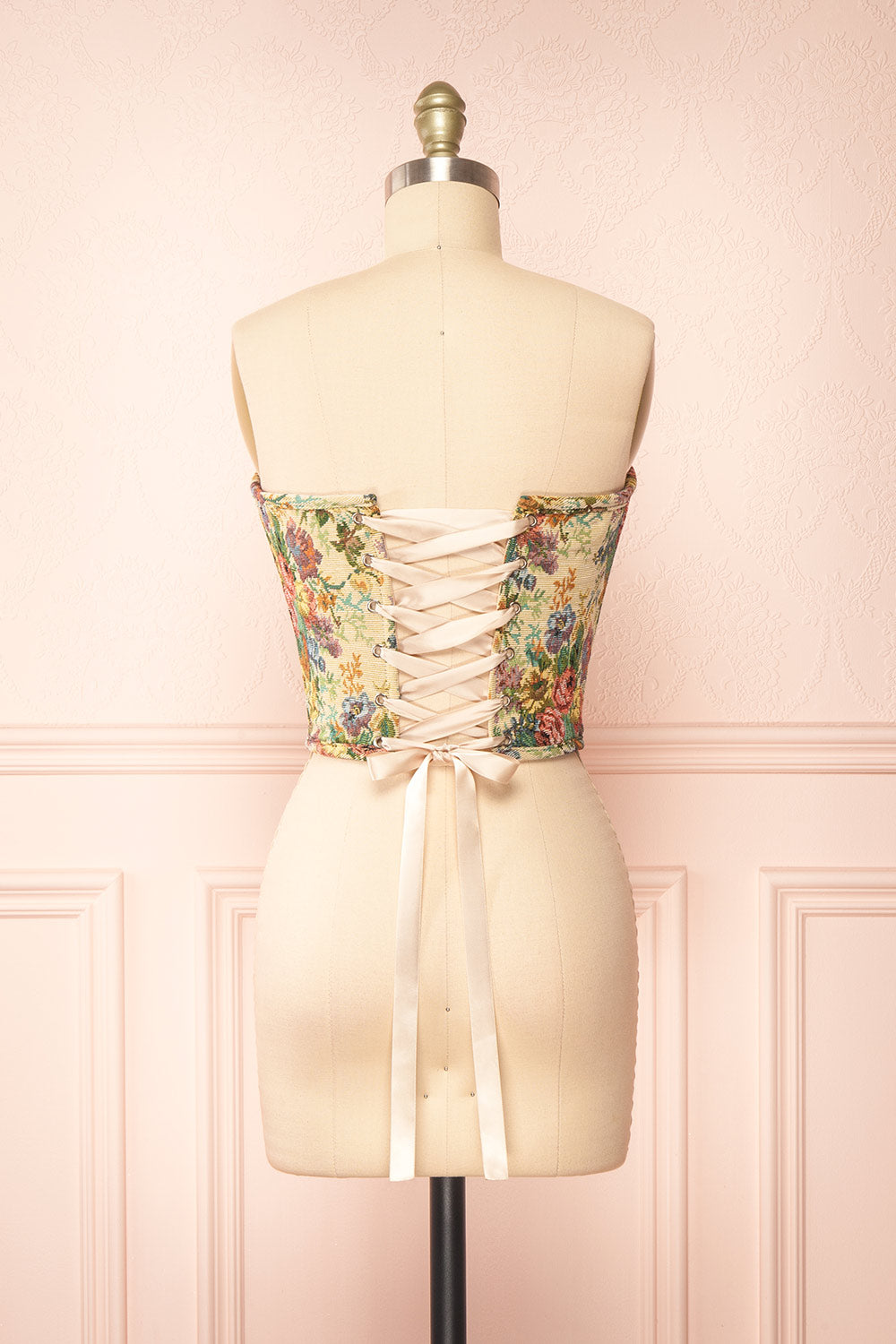 Cocona Beige Bustier Corset Top w/ Lace Up Back