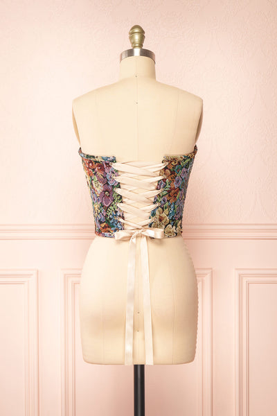 Buy Corset Top, Vintage Print Balconette Corset With Underwired Cups and  Lace up Back Online in India 