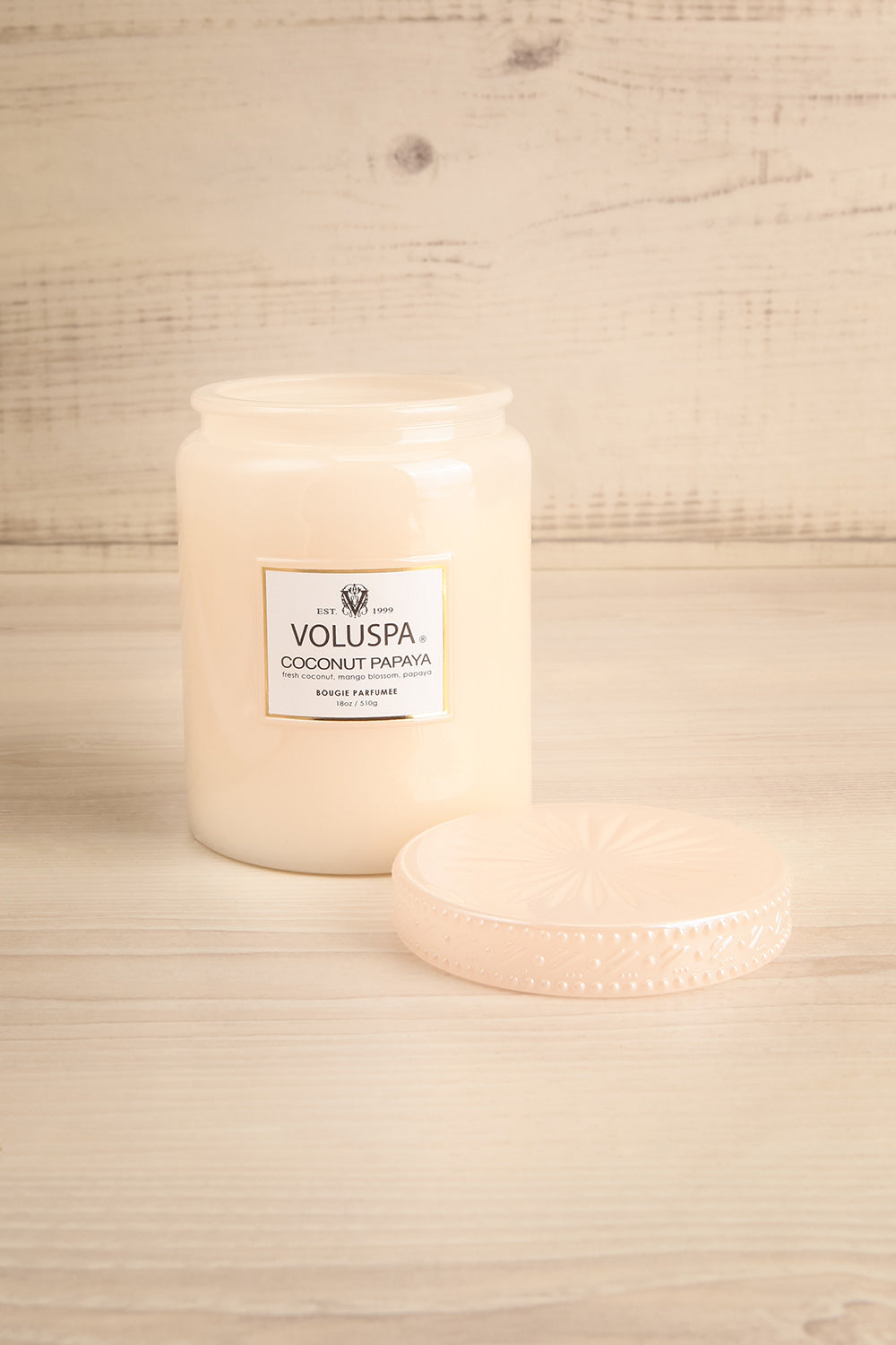 Coconut Papaya Large Jar Candle by Voluspa | Maison garçonne open view